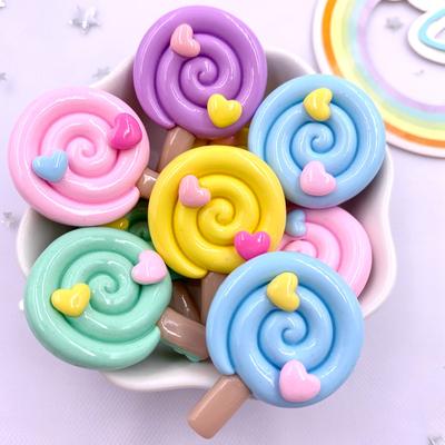 10 pezzi Misti Dipinti Colorati Resina Grande Cuore Amore Lecca-lecca Flatback Cabochon Pietra Figurine Fai da te Fiocco Accessori Natalizi Scrapbook Artigianato