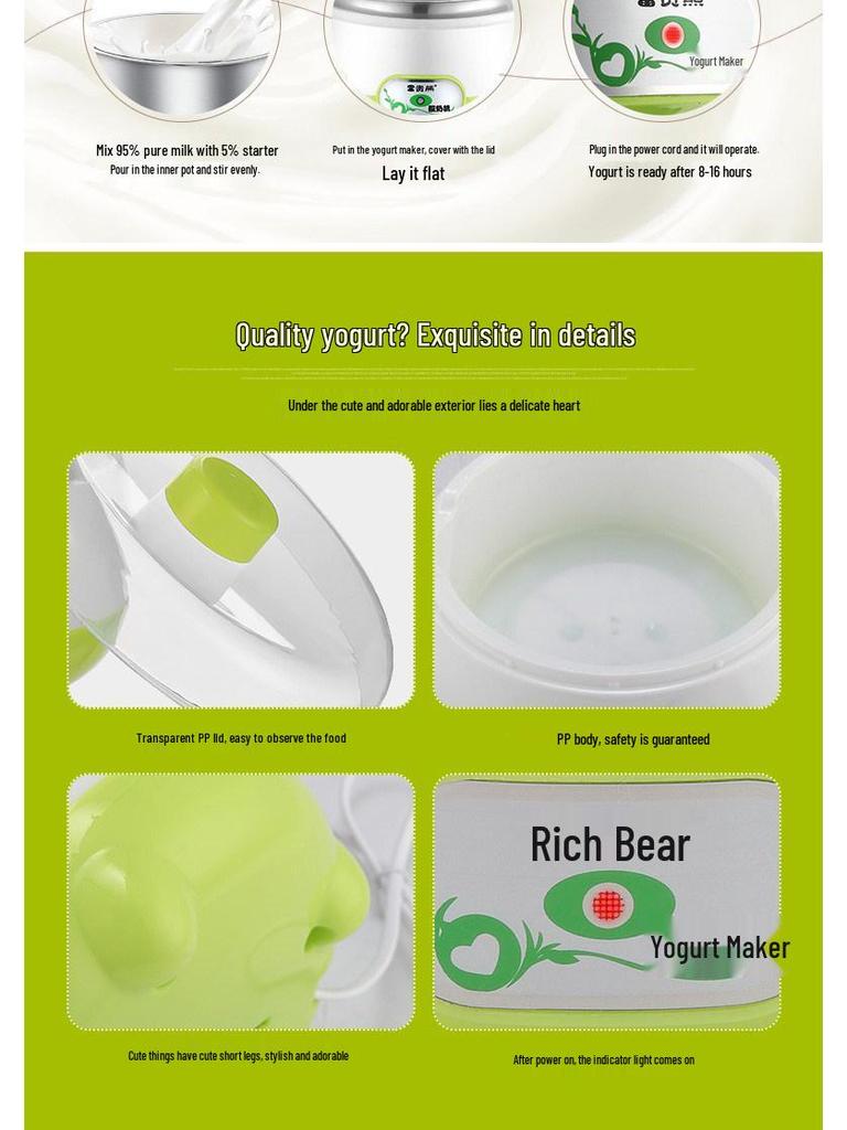 Aparat Automat pentru Iaurt, Natto și Vin de Orez cu 50 Pliculețe de Praf de Bacterii și 3 Pahare - Mini Aparat Multifuncțional de Uz Casnic