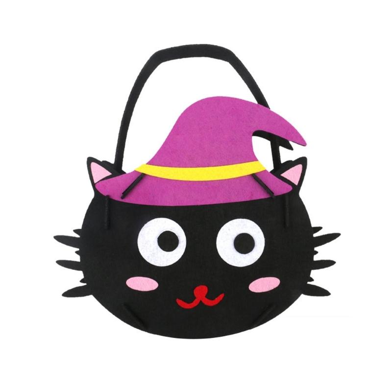 

Halloween Party Pumpkin Basket Soft Felt Fabric Durable Candy Collection Bag