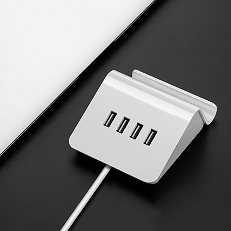 VAORLO USB2.0 Mini HUB 4 Ports Adapter Telefonhalter Unterstützung Aufladen OTG Datenübertragung für Computer Laptop Schreibtischzubehör