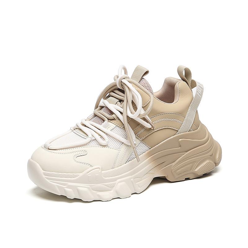 Spring dad shoes women's new thick sole height gradually change purple contrasting color casual versatile women's shoes sports shoes