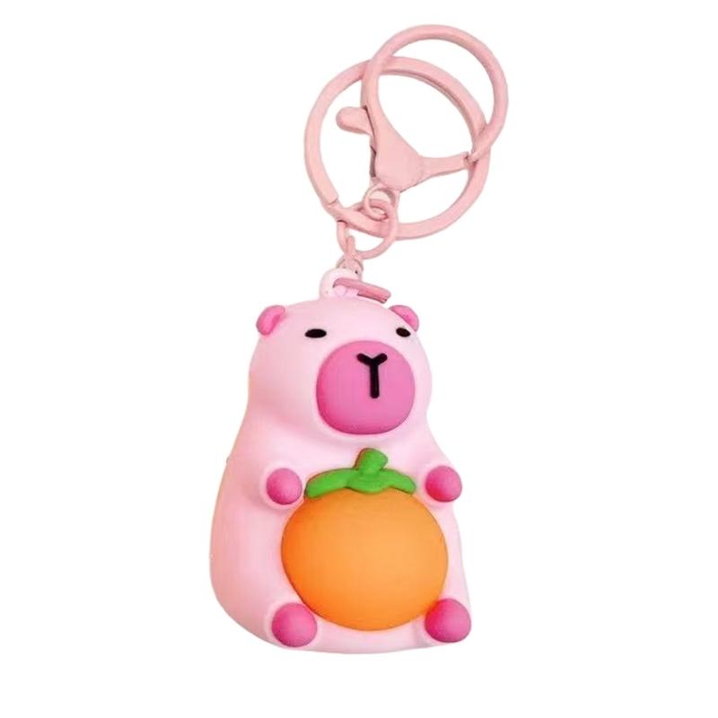Glowing Capybara Keychain Soft PVC Animal Designs Capybara Hugging Orange Keyring Easy Carry Cute Keyring Accessory