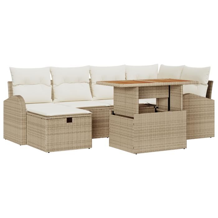 VidaXL Ensemble de 7 canapés de jardin avec coussins en rotin beige 3359970
