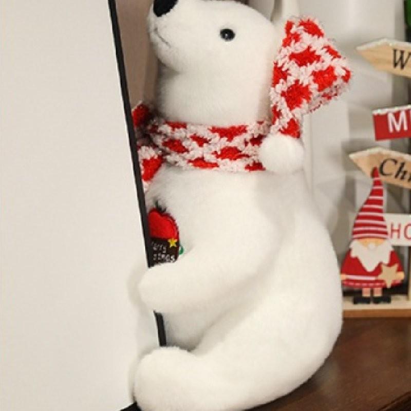 Adorable White Plush Polar Bear Toy With Cute Scarf Perfect For Kids Birthday Gifts And Decorations