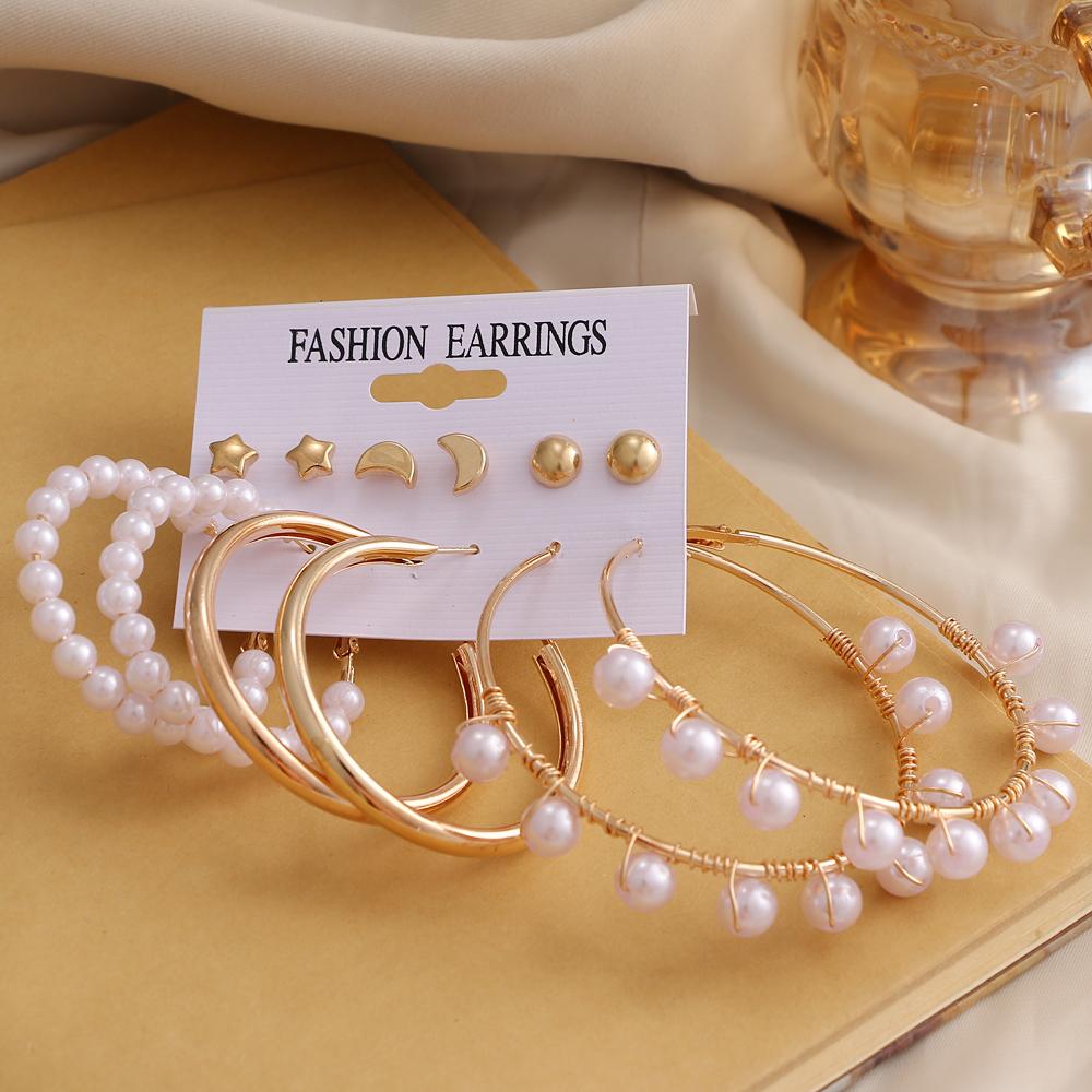 Retro Temperament Karte Ohrring Set Geometrische Ohrringe Sanfte Mode Einfache Ohrringe