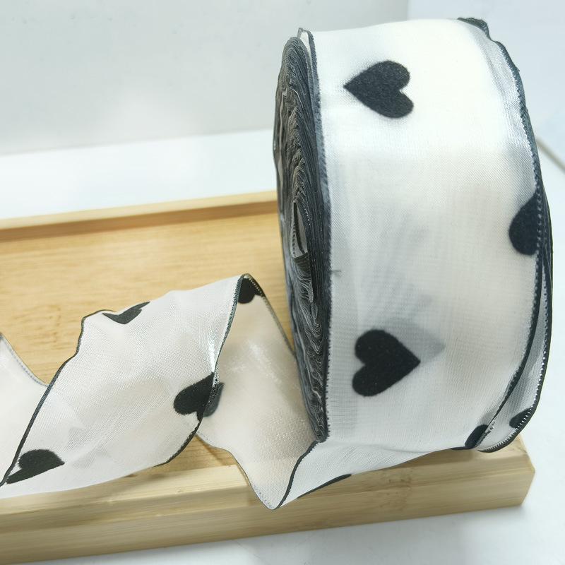 Flocked Snow Gauze Ribbon for DIY Bows, Floral Arrangements, Gift Wrapping, and Hair Accessories