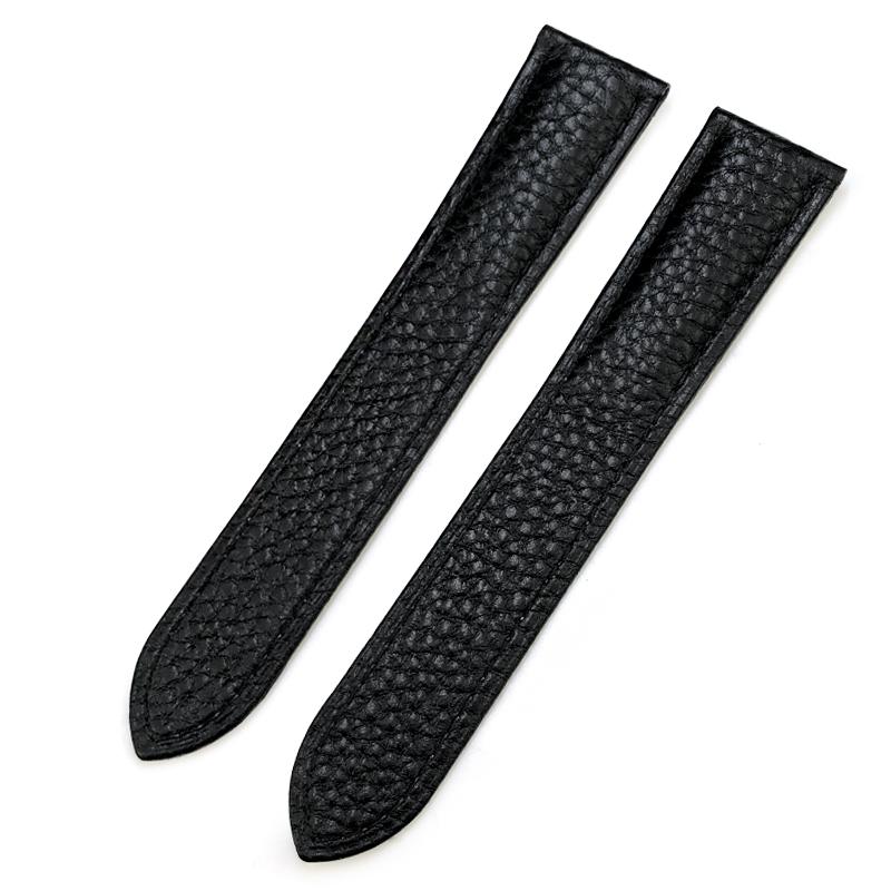

12 14 15 16 17 18 20 22 23 24mm Calfskin Leather Watchband Fit for Cartier Tank London Key Litchi Grain Black Brown Watch Strap 25mm&No Buckle чорний