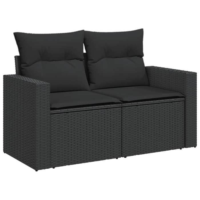 VidaXL Garden Sofa with Cushions 2-Seater, Seat with Backrest and Armrest, Outdoor Patio Terrace Furniture, Black 365971