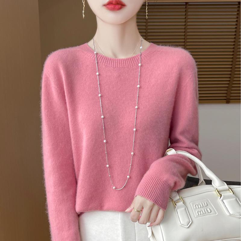 Herbst/Winter 2025 Damen 100% Wolle Nahtloser Rundhals Pullover