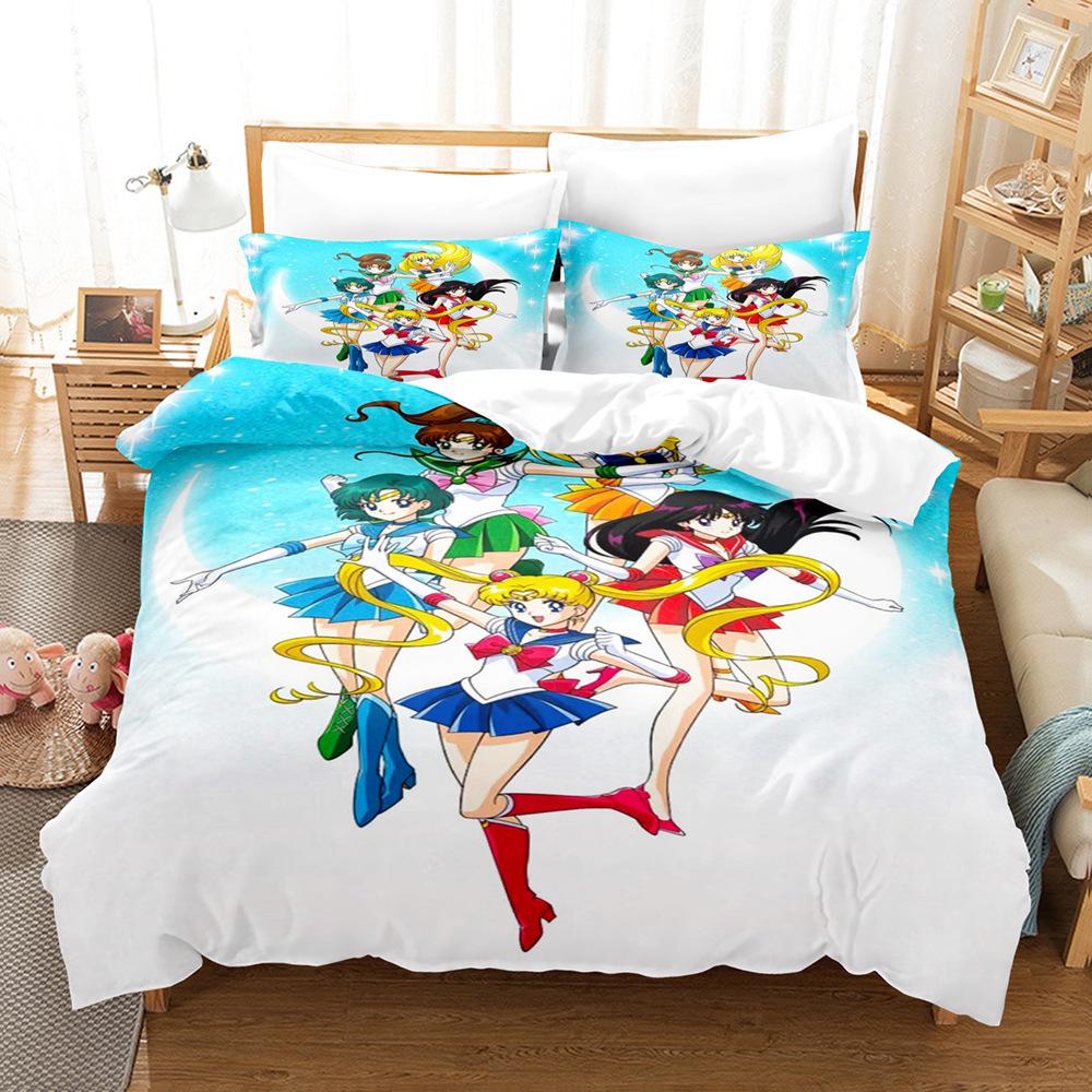 Sailor Moon Hare 3D Digital Printing Quilt Set Three-Piece Bedding