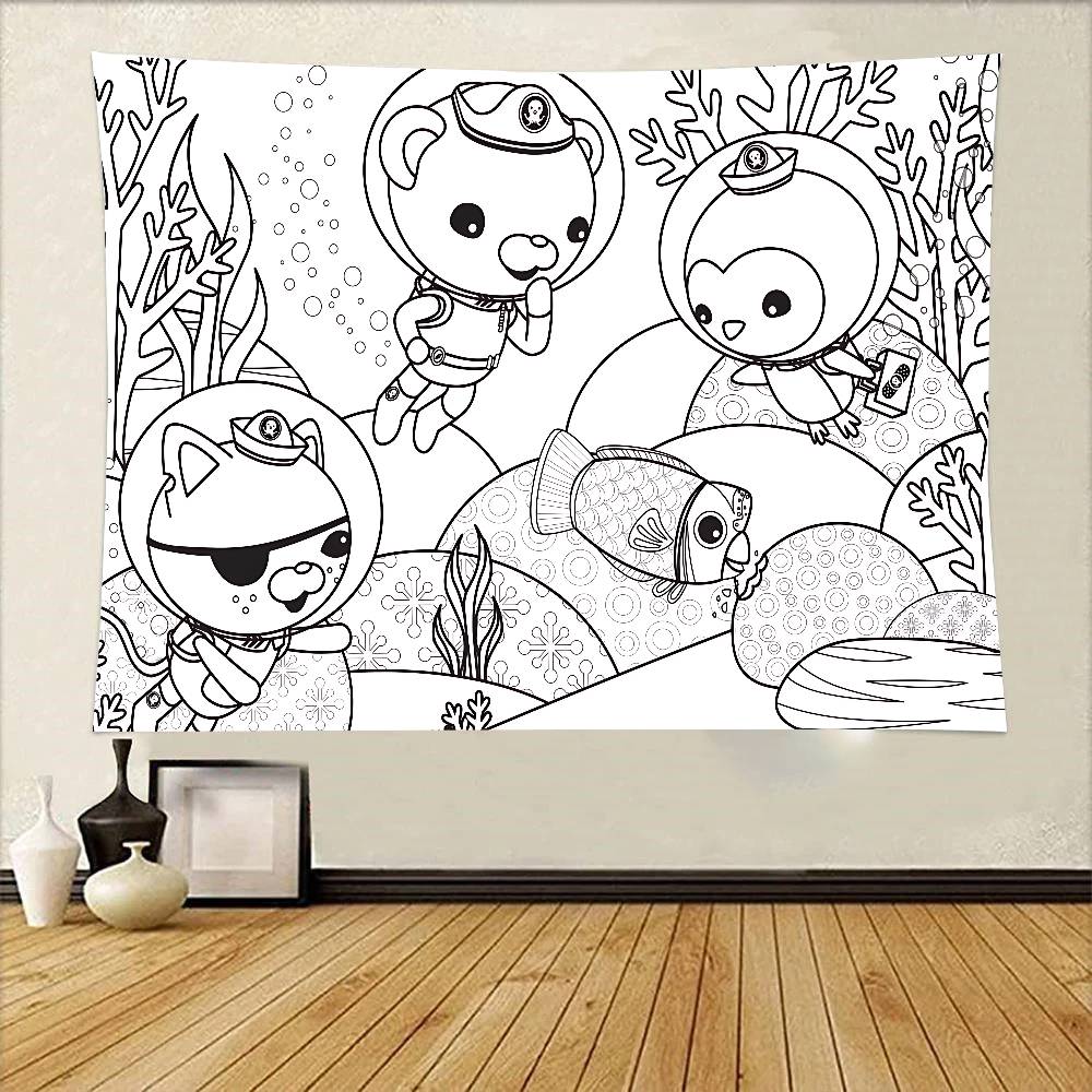 Kawaii OOctonaut Tapestry Wall Hanging Printed Polyester Tapestry INS Decoration Wall Decor