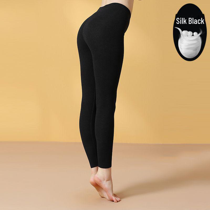 

Женские бесшовные теплые брюки из немецкого бархата — самонагревающиеся, антибактериальные, двухсторонние, плюс бархат, мягкая подошва для осени и зимы. M чёрный