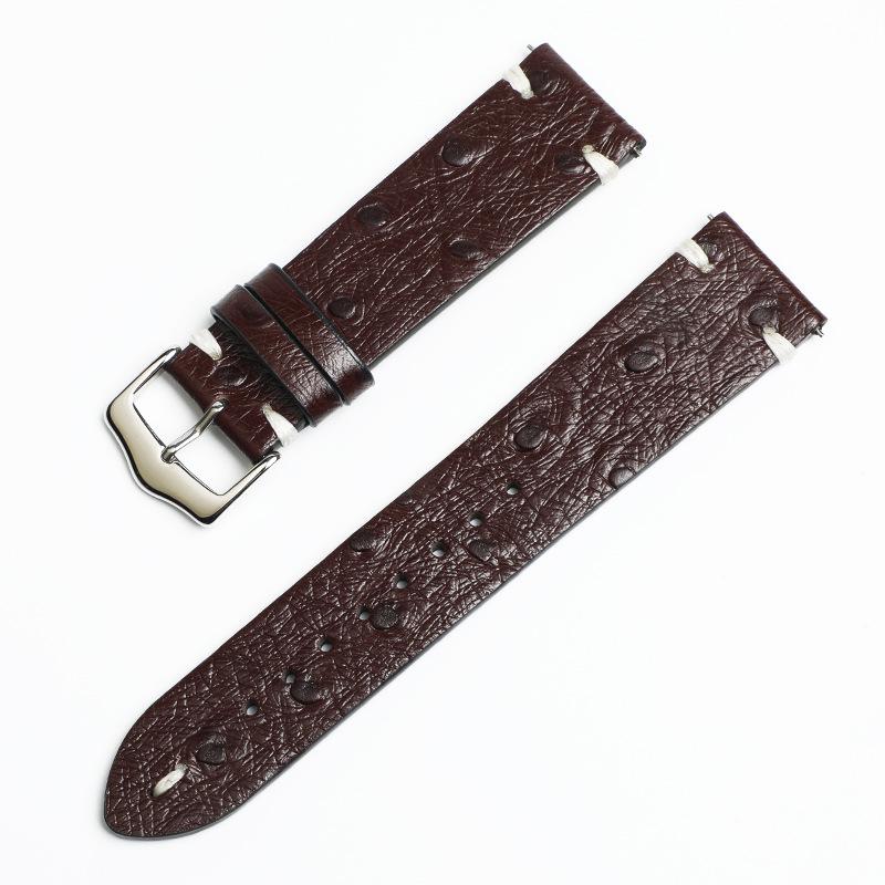 Universal Ostrich Grain Leather Smartwatch Band with Quick Release Buckle