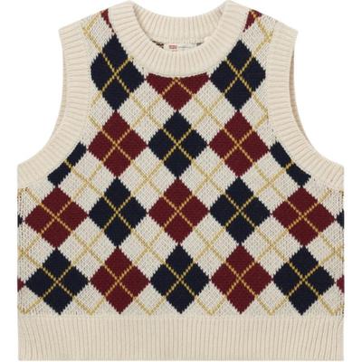Levis Rautenmuster Slim Fit Bequeme Strickweste Damen Tops Rot Blau A8506-0000
