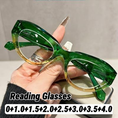 Stylish Cat-Eye Presbyopia Glasses Women's INS Style Spring-Loaded Temples Blue Light Blocking Reading Glasses Diopter 0 To +4.0