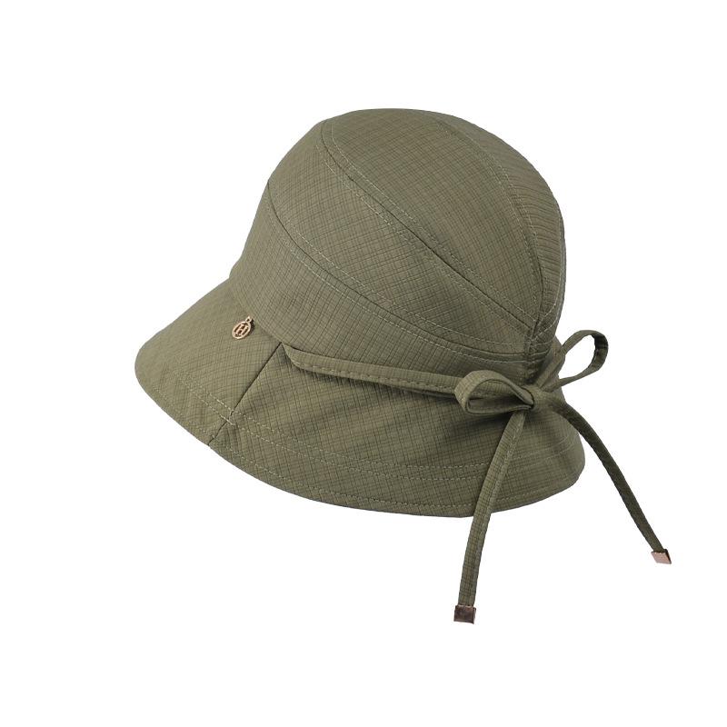 Summer Outdoor Travel Sunscreen Visor Versatile High Sense Big Head Circumference Basin Hat Show Face Small Bow Bucket Hat