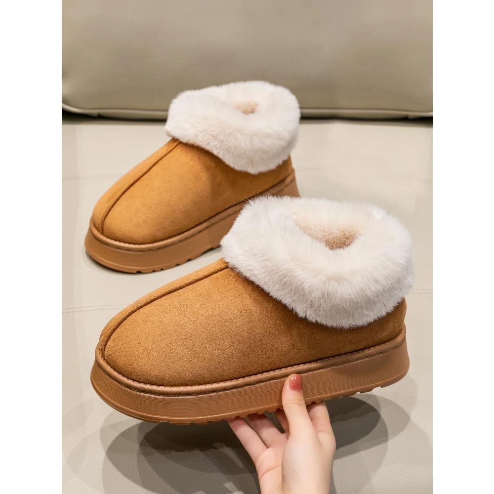 High Quality of  Women's Fashion Snow Boots Fluffy Plush Faux Fur Soft Slippers Winter Indoor Comfortable Home men's Shoes