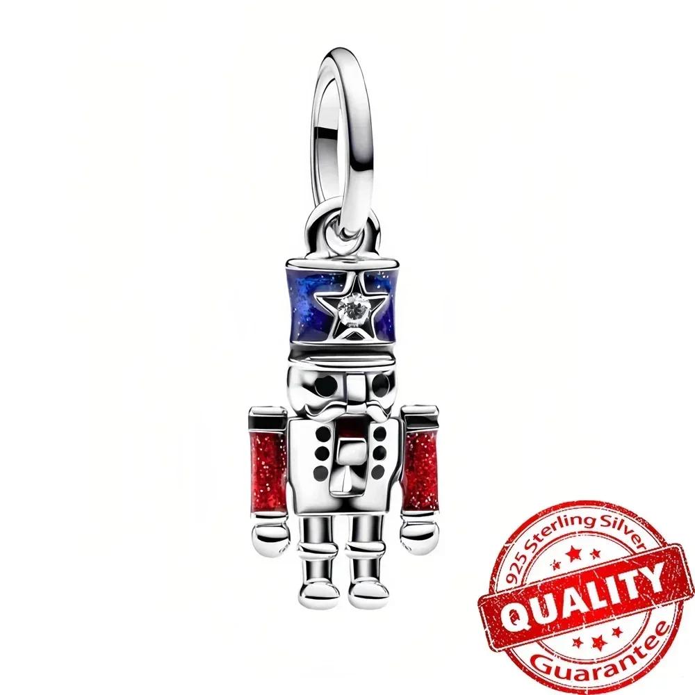 Christmas 925 Silver Charms Santa Claus Reindeer Earrings Beads fit Necklace Bracelets DIY Fine Jewelry Party Gift
