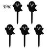 Halloween Gartenstecker 5 Stück Pflanzstecker, Acrylschild für Außenbereich Garten Rasen Hinterhof, Pflanzenornamente Geisterhaus Schwarze Katze Silhouette Kunst