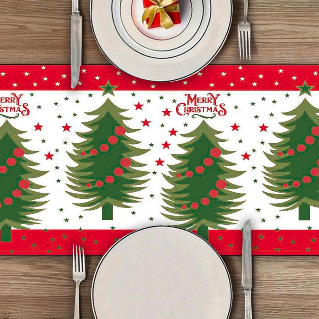 New Christmas table flag decoration, home kitchen imitation linen tablecloth Christmas table flag
