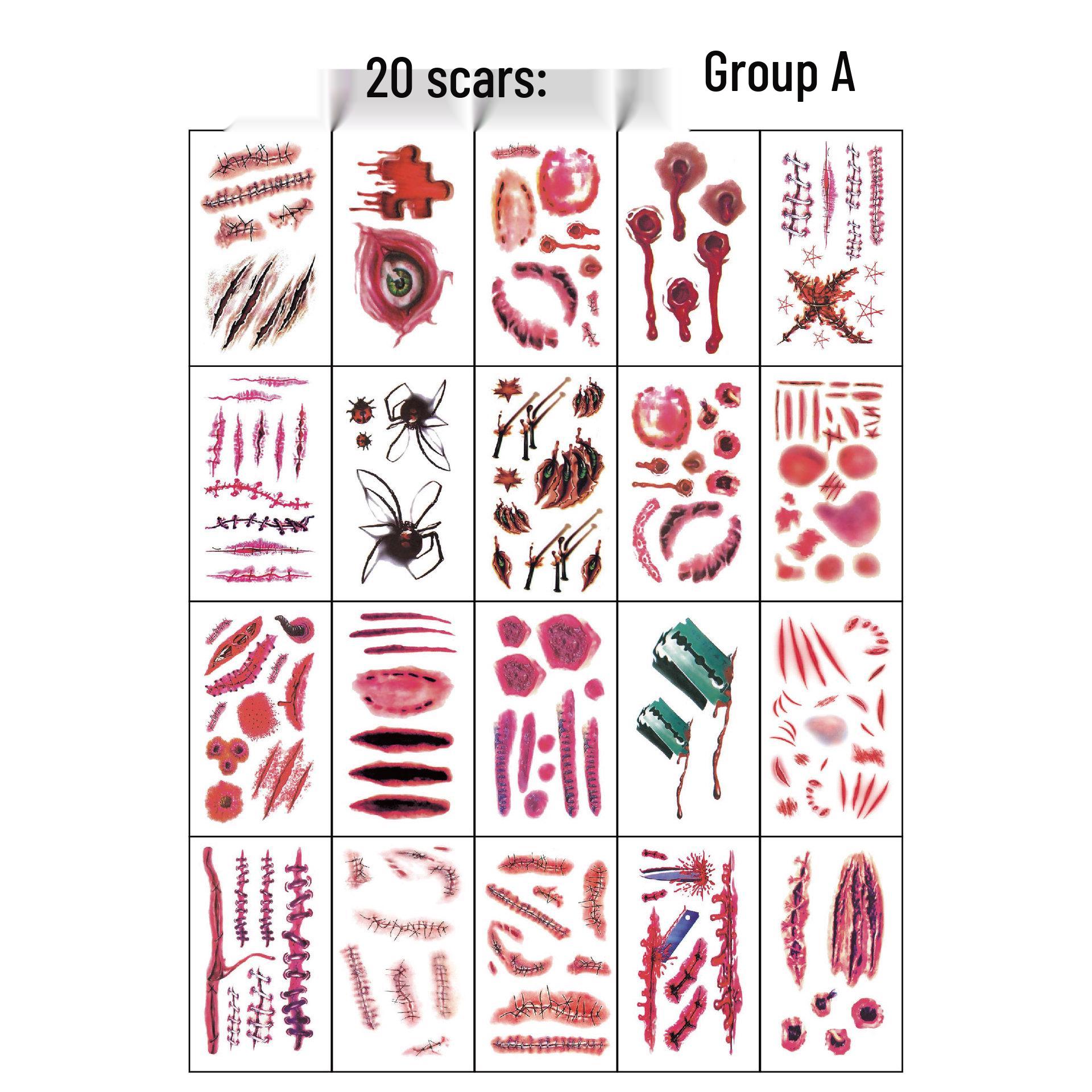 

Halloween Horror Scar Tattoo Stickers - Cosplay & Party Props 9.6x5.8 cm