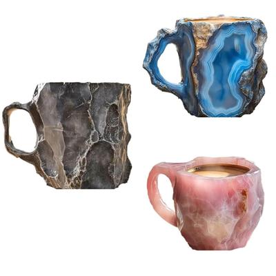 Elegante Kaffeetasse aus Geodenkristall – Kaffeetasse aus Mineralkristall, Tasse aus Quarzstein, ideal für heiße Getränke