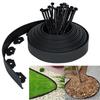 Plastic Lawn Edging 10 M X 5 Cm - Black, Flexible with 30 Anchoring Stakes