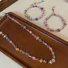 Boho Sweet Candy Colored Zircon Necklace Bracelet Zircon Sets for Women Delicate Chain Wedding Party Zircon Gifts Pendants