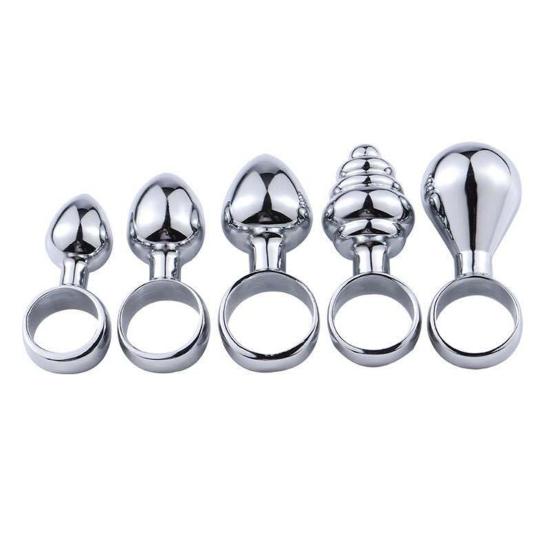 Mini Anal Stopper Stainless Steel Butt Stopper with Pull Ring for Beginners Small Metal Anal Training Sex Toy for Adult Men Women