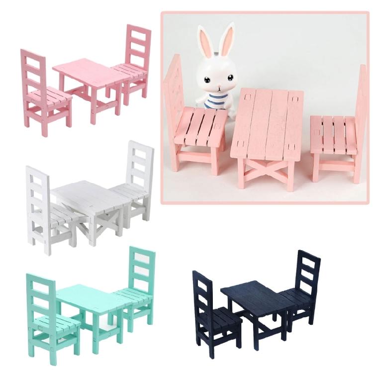 Miniature Kitchen Table And Chairs Set Wooden Dollhouses Furniture For 1/6 Scale Doll Decors