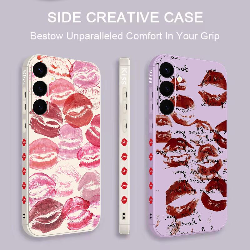 Coque Mode Motif Baisers Lèvres Pour Samsung Galaxy S26 S25 Ultra S24 S23 S22 Plus S21 FE A15 A16 A17 A35 A36 A54 A55 A56 5G Coque Souple