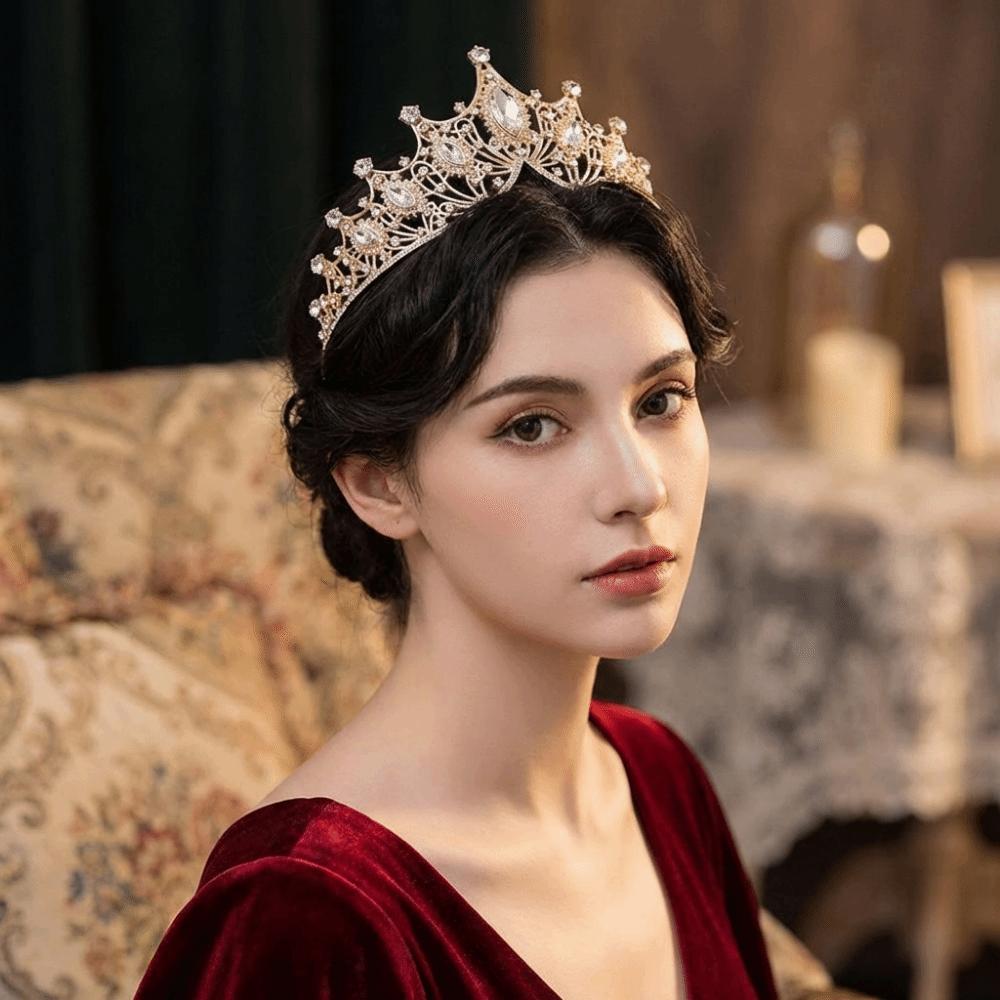 Elegant Baroque Crystal Crown Gorgeous Rhinestone Tiara Baroque Queen Tiaras Wedding Bride