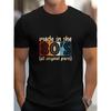 European Sizes Men's Vintage 80s Retro T-Shirt - Soft Skin-Friendly Fabric, Distressed '80s /Text Design,Short Sleeve Round Neck Casual Shirt