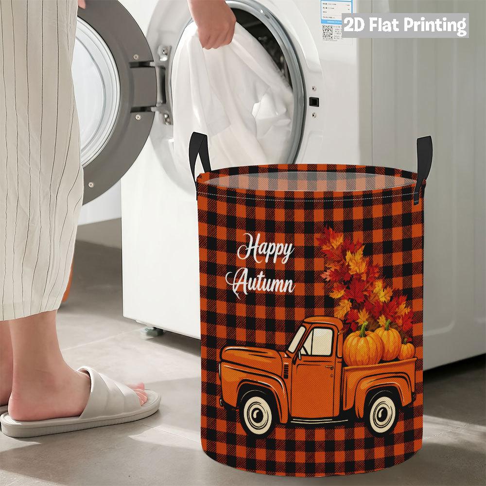 Collapsible Laundry Basket Large Round Waterproof Fabric Hamper Dirty Clothes Storage Bin Toy Organizer with Handles