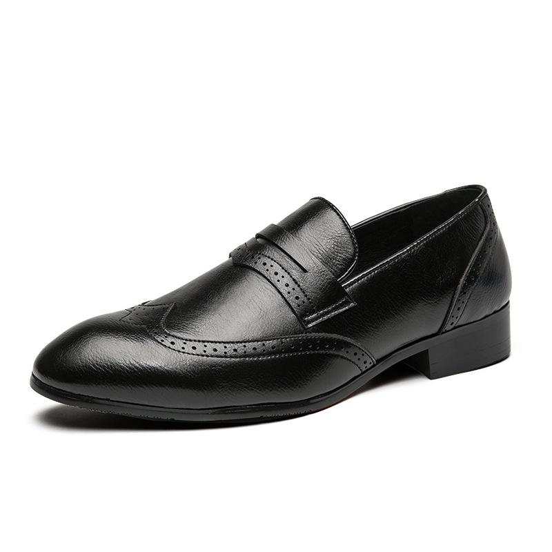 Men s Retro Pointed Toe Leather Loafers, Large Size Slip-On Casual Shoes 45