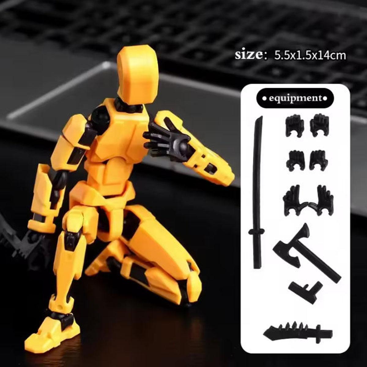 

1/6PCS 3D Assembly Robot Joint Movable Decorative Model With Various Accessories For Birthdays Christmas And New Year Gifts жовтий