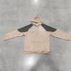 Men's Color Block Raglan Hoodie, Contrast Spliced Textured Long Sleeve Drawstring Pullover Hooded Sweatshirt with Kangaroo Pocket