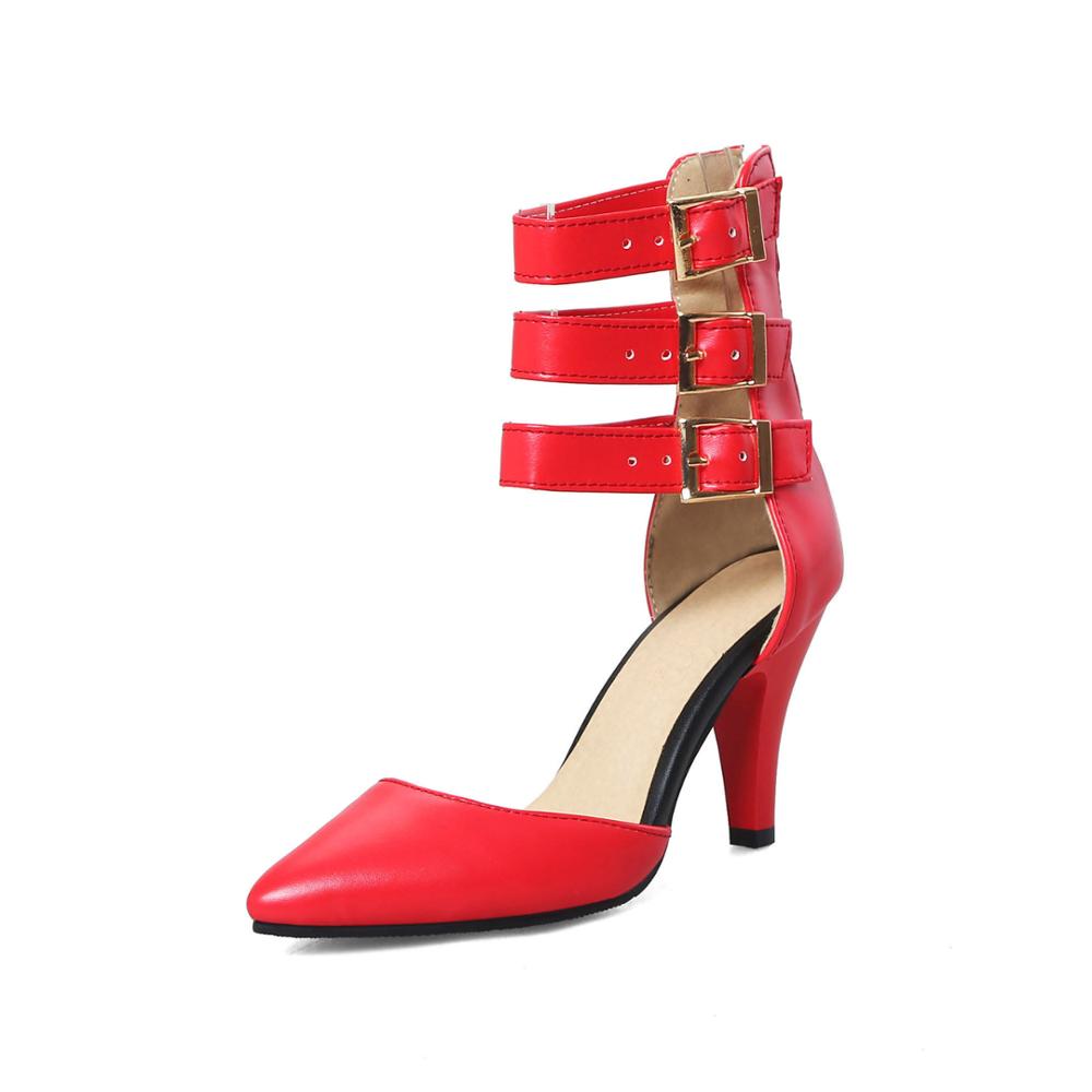 

Модные летние женские босоножки большого размера 46, сексуальные ботильоны на высоком каблуке с острым носком, с ремешками, гладиаторские ботильоны, красные, черные, с пряжкой, свадебные туфли для вечеринки 39 красный