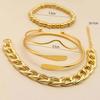 4pcs Punk Curb Cuban Chain Bracelets Set for Women Simple Thick Gold Color Charm Bracelets Fashion Zircon Accessories New