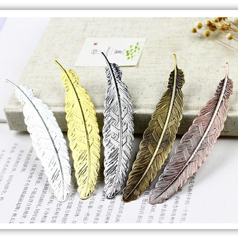 Retro Simple Metallic Material Creative Book Clip Feather Bookmark