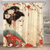 Azjatka Zasłona Prysznicowa Japońskie Kimono Kwiat Wiśni Krajobraz Malarstwo Tuszem Sztuka Poliester Tkanina Dekoracja Łazienki Zestaw Zasłon