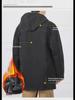 Men's Winter Fleece-Lined Loose-Fit Denim Jacket with Hood - Trendy Mid-Length Lambskin Windbreaker