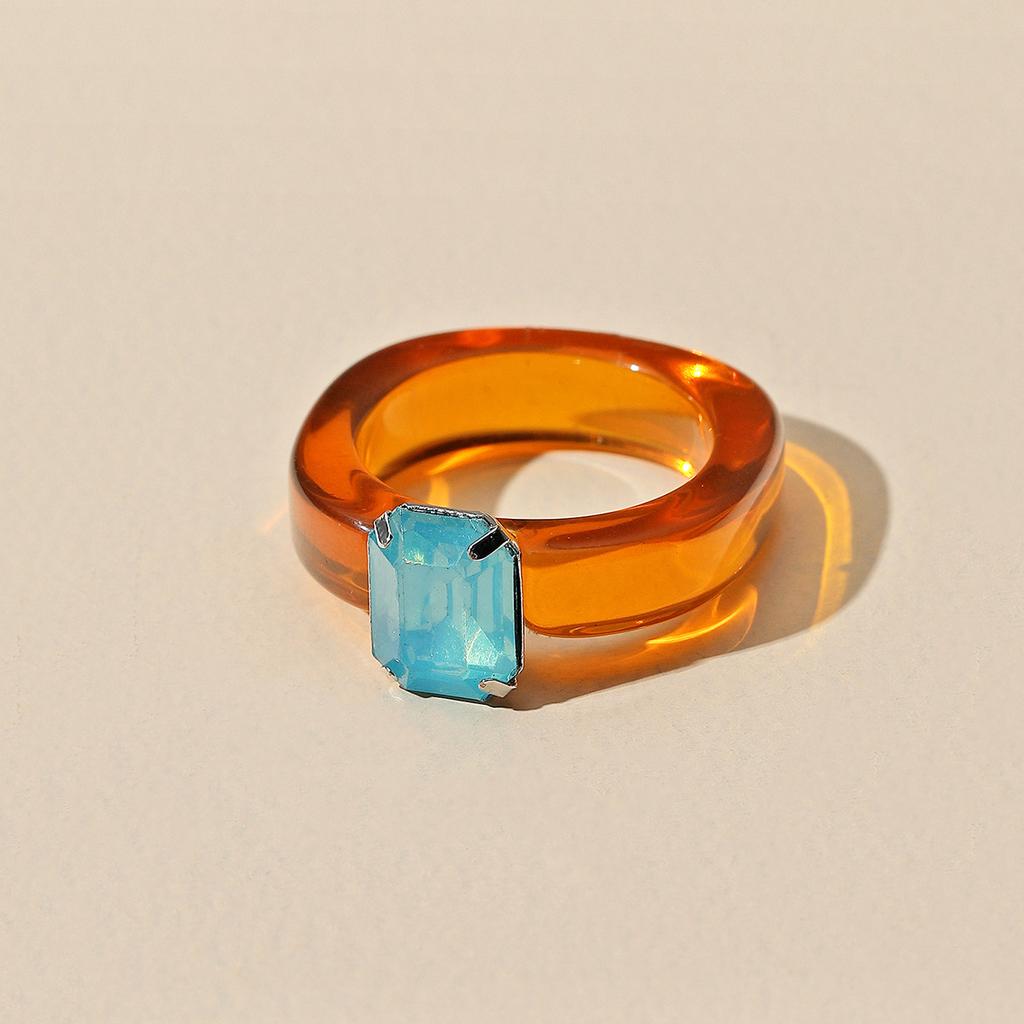 Fashion Luxury Irregular Geometric Transparent Colorful Crystal Rhinestone Zircon Round Ring For Women Shiny Jewelry Accessories