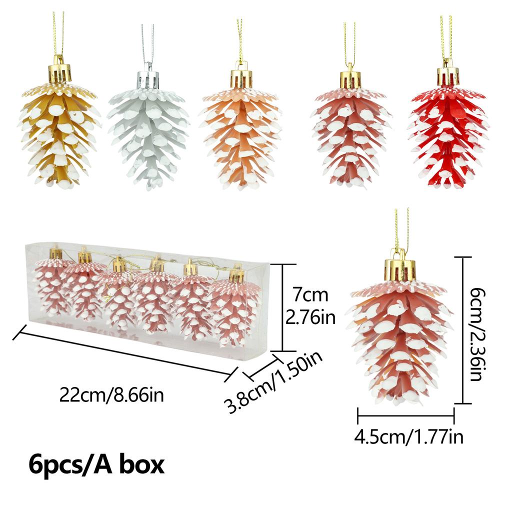 6cm Christmas Tree Ornaments Plastic Pine Cone Decorations Red Gold Silver Champagne Rose Gold 30pcs