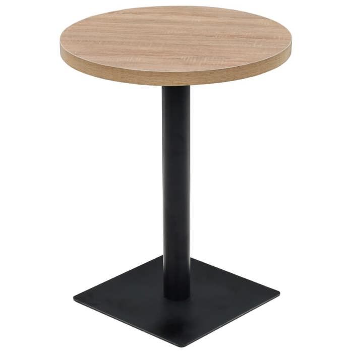 VidaXL Bistro Table MDF and Steel Round 60x75 Cm Oak Color Bar Cafe 245612