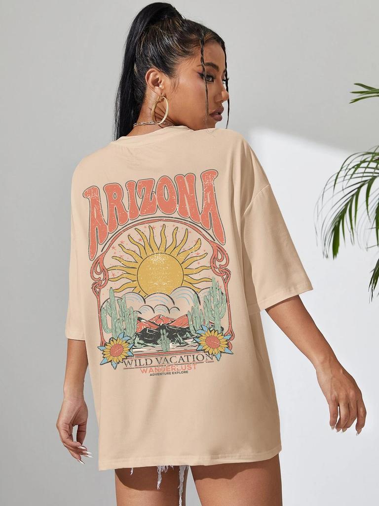 Arizona Scenery Printed Womens T-Shirt Harajuku Personality Tshirt Fashion Casual Clothing Breathable Summer T Shirts Women