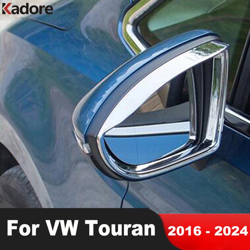 For Volkswagen VW Touran 2016- 2024 Chrome Car Rearview Mirror Eyebrow Rain Shield Sun Visor Cover Trim Accessories