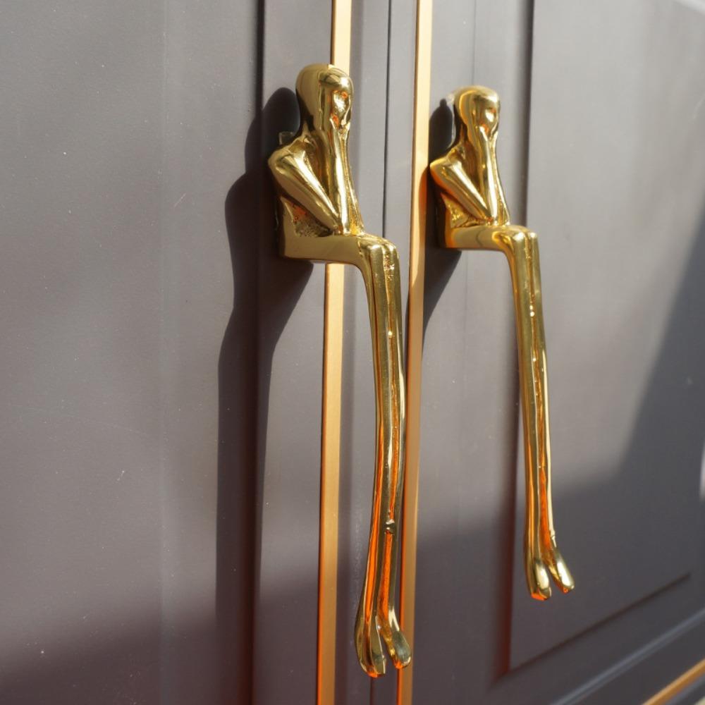 Gold Door Handle Zinc Alloy Drawer Knob Modern Cabinet Pull