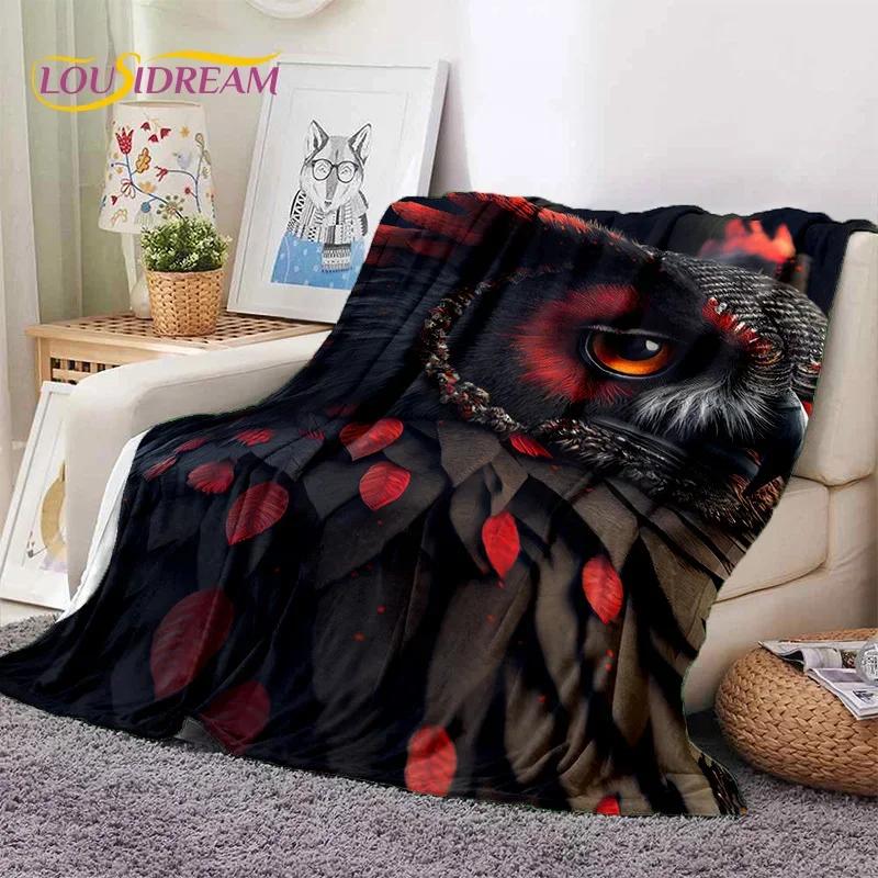 3D Cute Owl Eagle Birds Cartoon Soft Flannel Blanket for Beds Bedroom Sofa Picnic,Throw Blanket for Cover Outdoors Leisure Gift