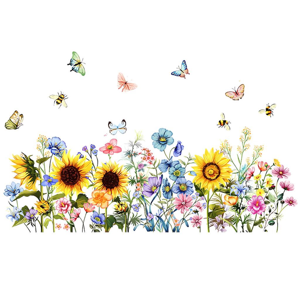 Butterfly and Flower Wall Stickers for Home Decor - Removable Vinyl Wall Art for Living Room Bedroom Hallway Entrance